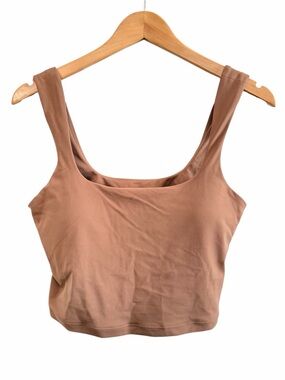 Athleta Transcend Square Neck Crop Bra Brown Medium NWOT A-C